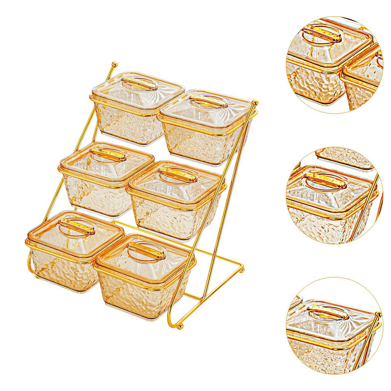 Ailan Platos portátiles para dulces y frutos secos, caja de almacenamiento de alimentos con 6 compartimentos, bandeja para servir para entretener a los