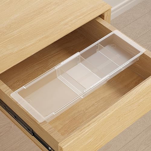 Lifewit Bandejas organizadoras de cajones de maquillaje deslizantes con insertos, divisor extensible para cajones de escritorio, se adapta a cajones