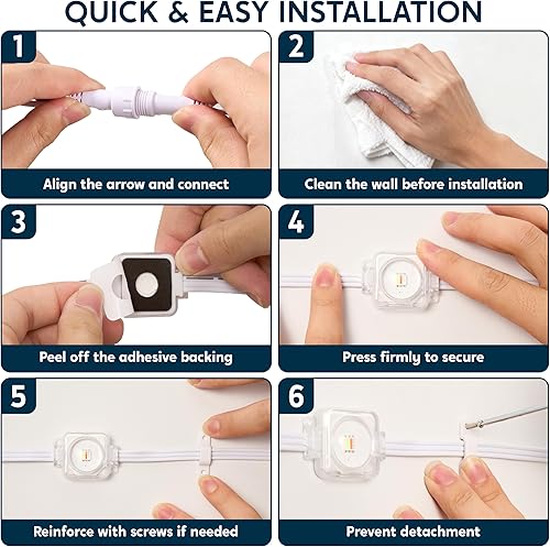 Miniatura 6 de JOYIN Luces de Navidad inteligentes de 118 pies para exteriores, tira de 72 LED con control remoto y aplicación, múltiples modos, impermeable,