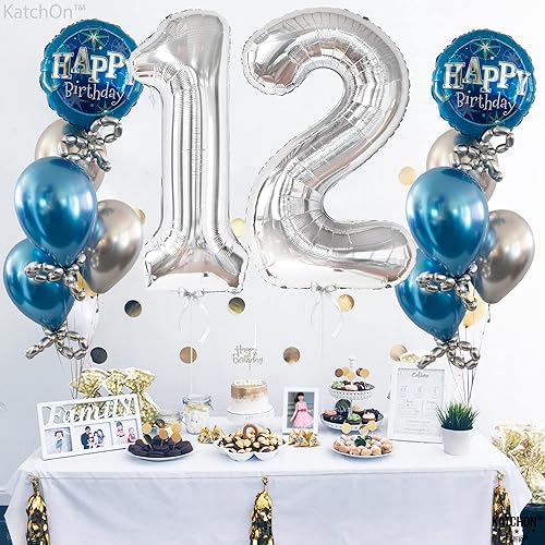 Vista 74 de KatchOn, Globo verde oscuro del número 12, 40 pulgadas, globos verdes del número 12 para decoraciones de cumpleaños de 12