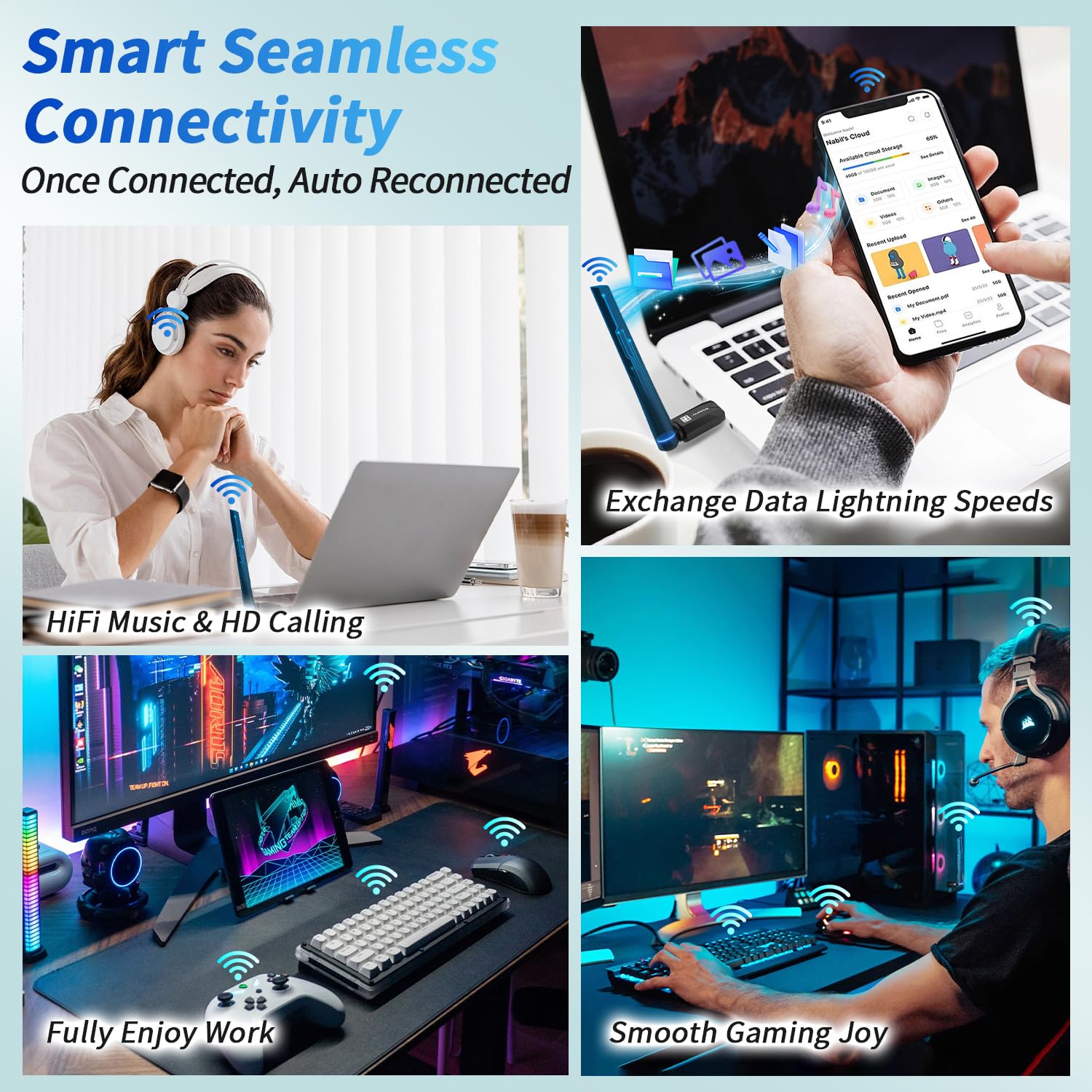 Adaptador Bluetooth 6.0 de largo alcance para PC, PA integrado para dongle USB inalámbrico de alta ganancia de 5 dBi para Windows 11/10/8.1, computadora de escritorio, Plug & Pair con