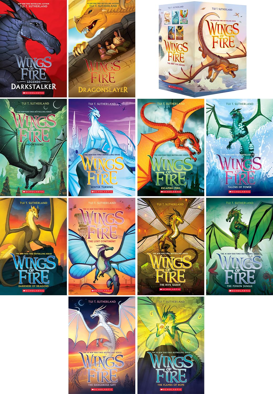 Wings of Fire Series 17 Books Collection Set. Wings of Fire Volume 1-15 and Dragonslayer & Darkstalker by Tui T. Sutherland