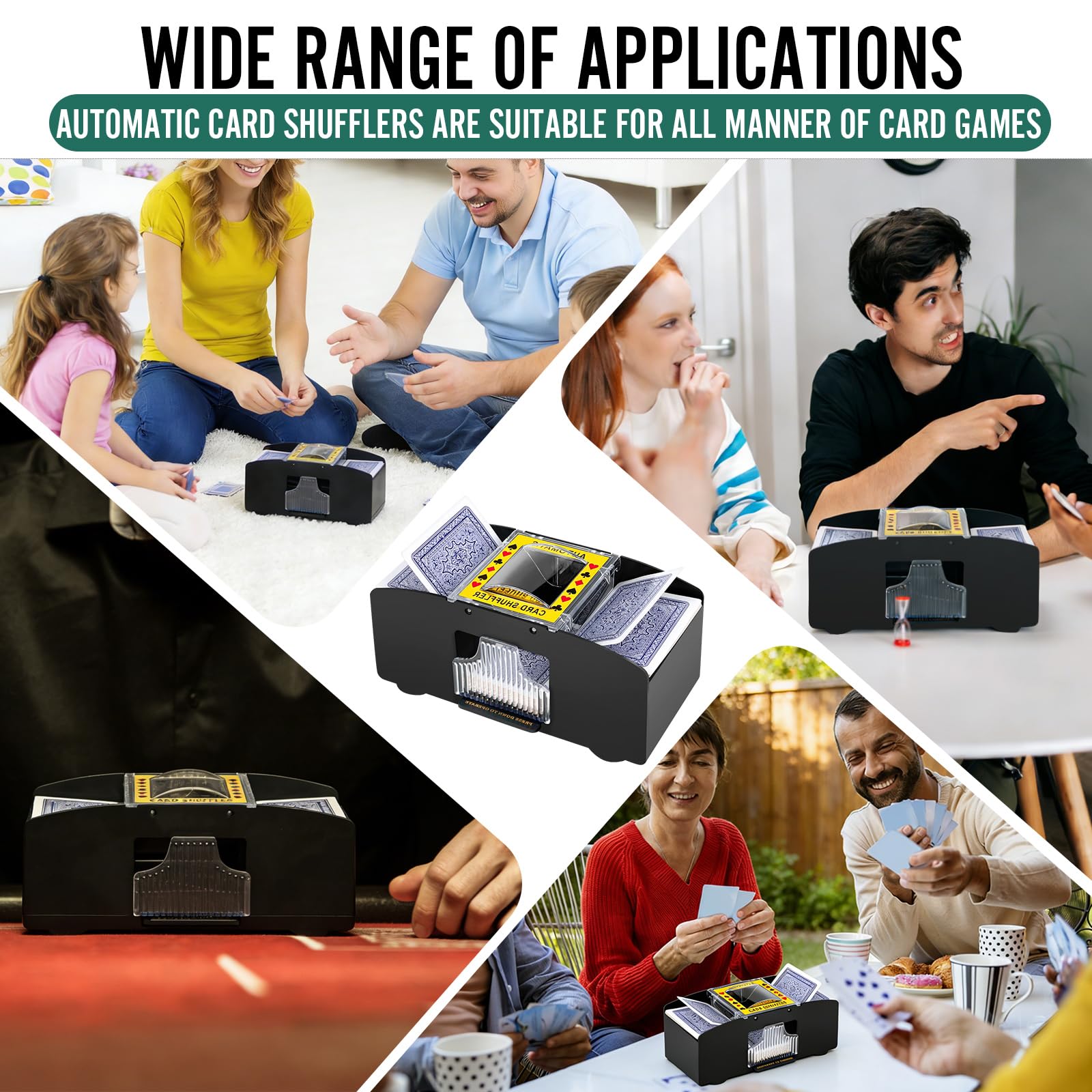 Barajador Automático de Cartas, Máquina Mezcladora de Cartas Eléctrica 2 Mazos para UNO, póquer, Texas Hold'em, Canasta, Blackjack