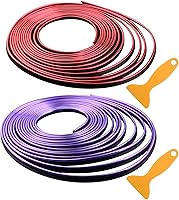 Vista 1 de Tiras de molduras para interior de automóvil, 16.4 pies moradas + 16.4 pies, color rojo, universales, línea de moldeo para automóvil, accesorios