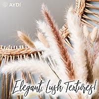 Vista 3 de Decoración de hierba seca de las pampas, 60 piezas de pampa marrón natural, hierba de pampa blanca y colas de conejo, flores secas, decoración