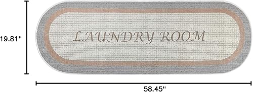 Miniatura 3 de SUSSEXHOME Alfombra antideslizante lavable para lavandería, 20 x 59 pulgadas, resistente y ultrafina, 70% algodón, para lavandería, LNR-3A-2x5, gris