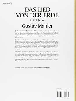 Amazon | Mahler: Das Lied Von Der Erde in Full Score