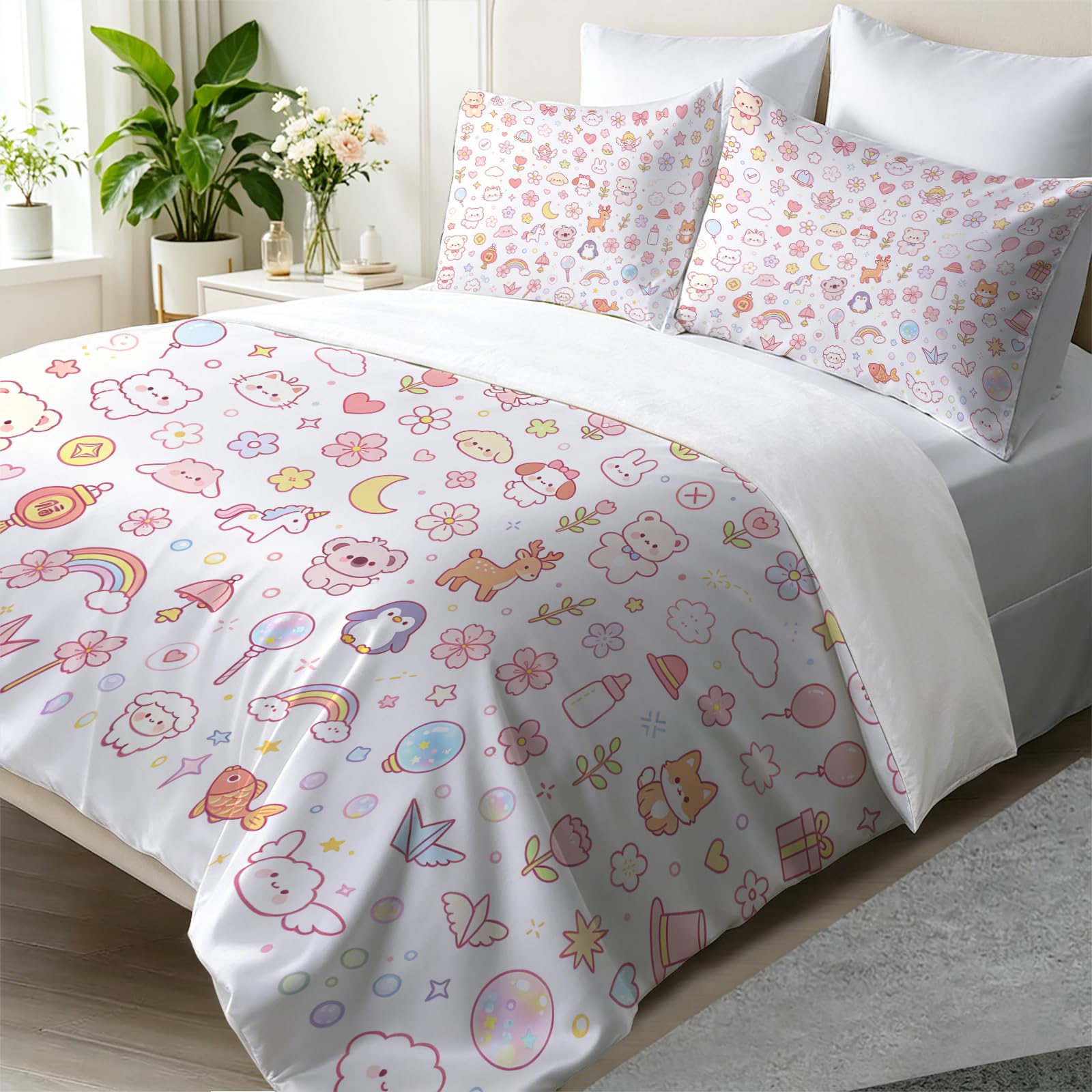 Parure de lit 200x200cm dessins animés sucreries pour des nuits douces pleines de souvenirs