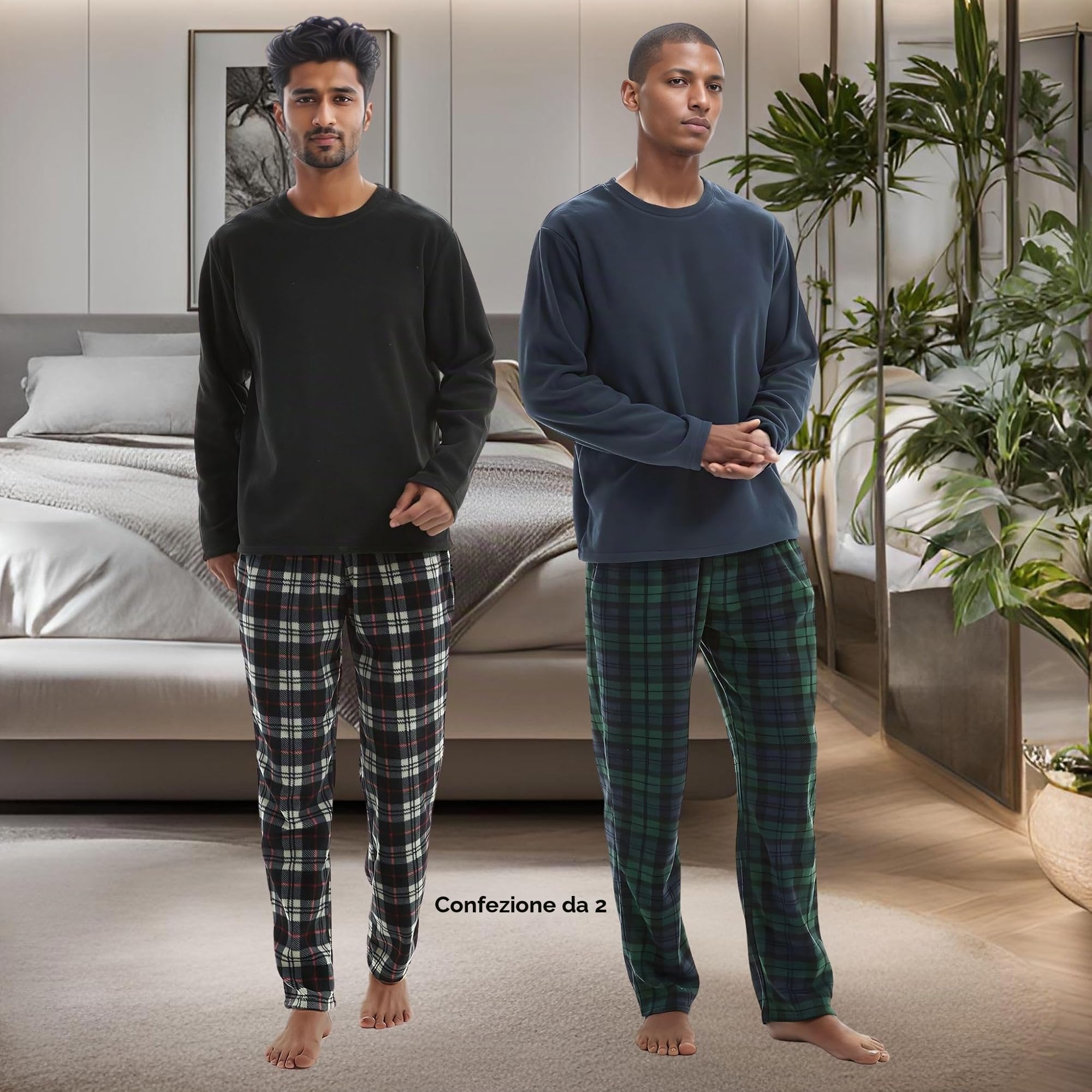 Set Pigiama Termico da Uomo, Caldo Pile Polare, Abbigliamento da casa