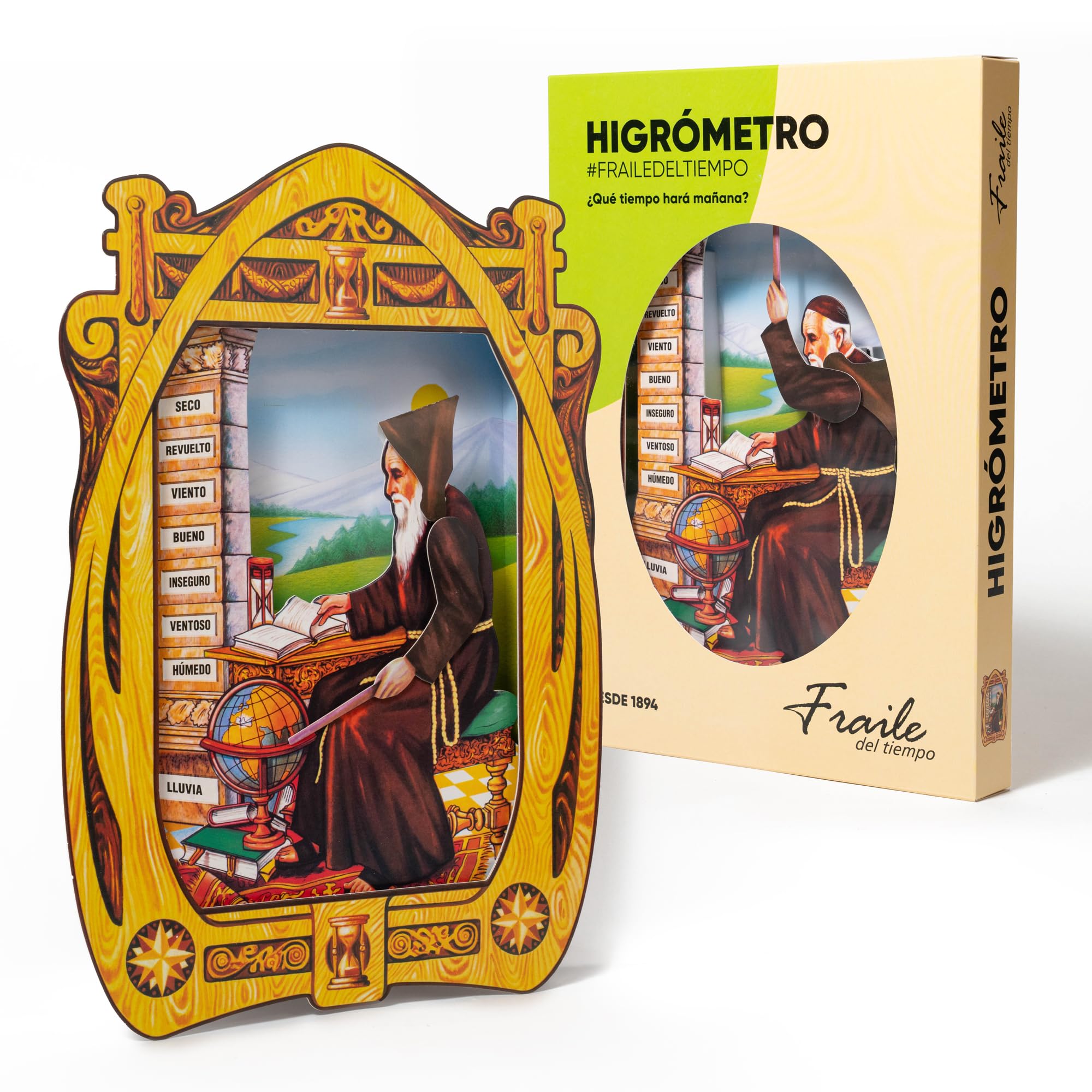 Igrometro Fraile del Tempo – Igrometro per Capelli Monje del Tempo, indicatore tradizionale del clima e dell'umidità – Fabbricato in Spagna (Classico)