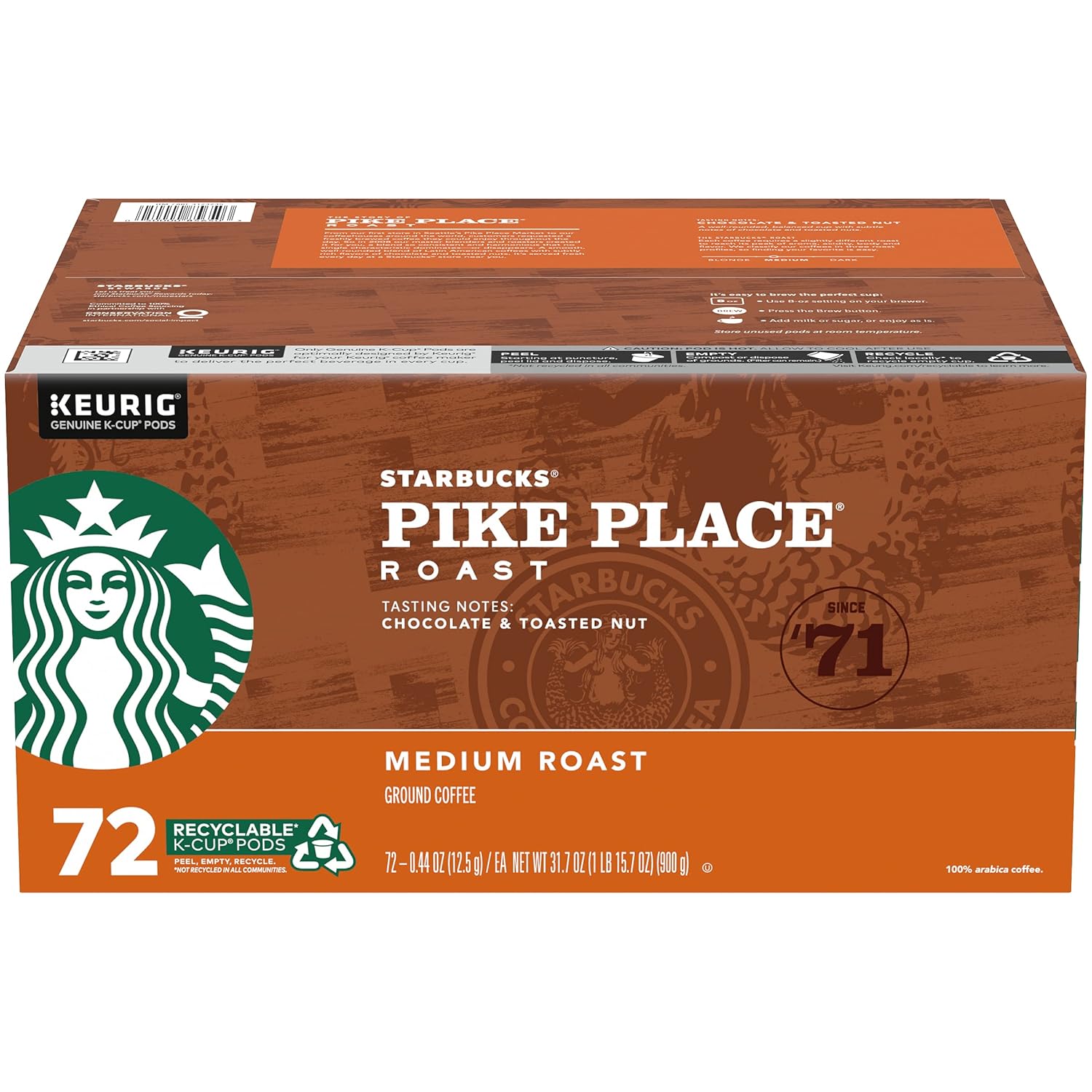 Starbucks Pike Place K-Cups (72 ct) – bulk