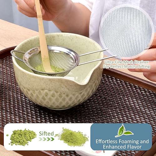Miniatura 7 de Joyscale Juego de batidor de matcha, juego de batidor y cuenco, juego de 8 piezas de té Matcha, 16 onzas, juego de kit de matcha verde macha con