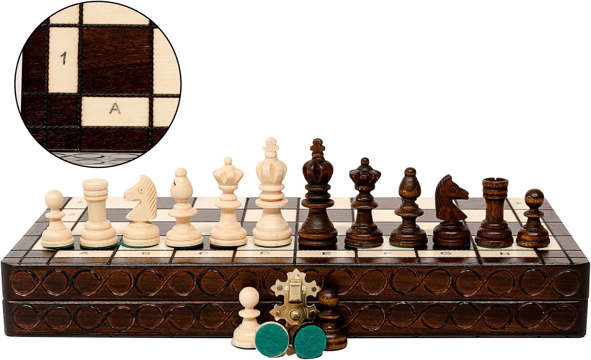Tournament Wooden Chess Set with Pieces “OLYMPIC NO.4” 35 cm / 14 in - Handcrafted Small Portable Chess Board Game for Adults and Kids