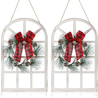 NEWLIGHTURE Wood Christmas Wall Hanging Decor, 2-Pack Rustic Christmas W...