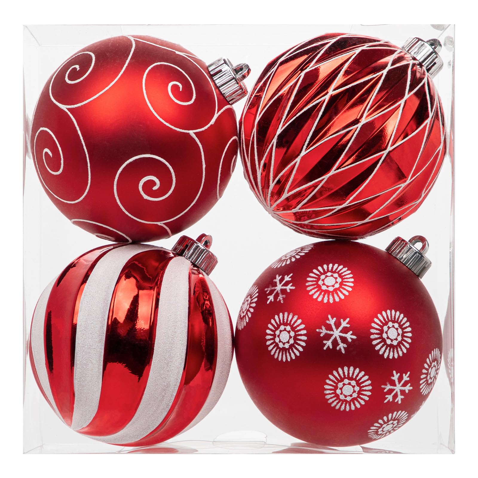Set di 4 sfere per albero di Natale Ø12 cm, grandi palline di plastica per albero di Natale, decorazioni natalizie per albero di Natale, set di ornamenti di Natale, decorazioni per albero di Natale