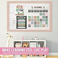 Vista 7 de Hadley Designs Juego de calendario de aula, decoración de tablón de anuncios, calendario escolar de cactus para decoración de aula, jardín