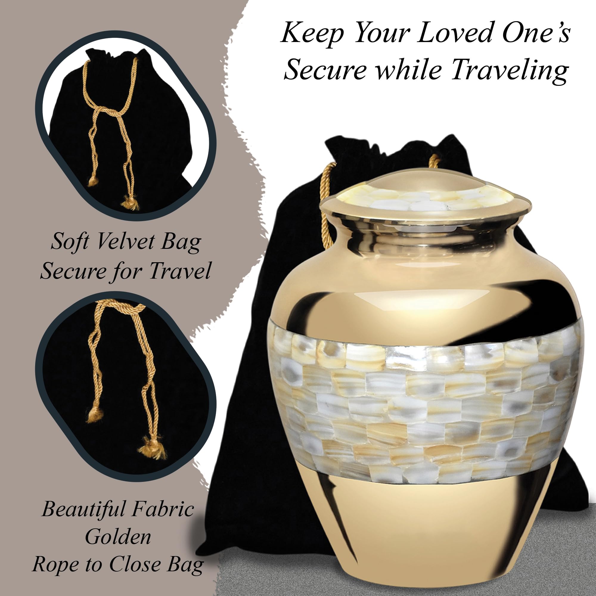 Forever URNS – Grande urne pour cendres d'adulte homme et femme | Cadeau commémoratif – En laiton de haute qualité – Thème balai classique – Boîte de protection en velours – Boîte commémorative