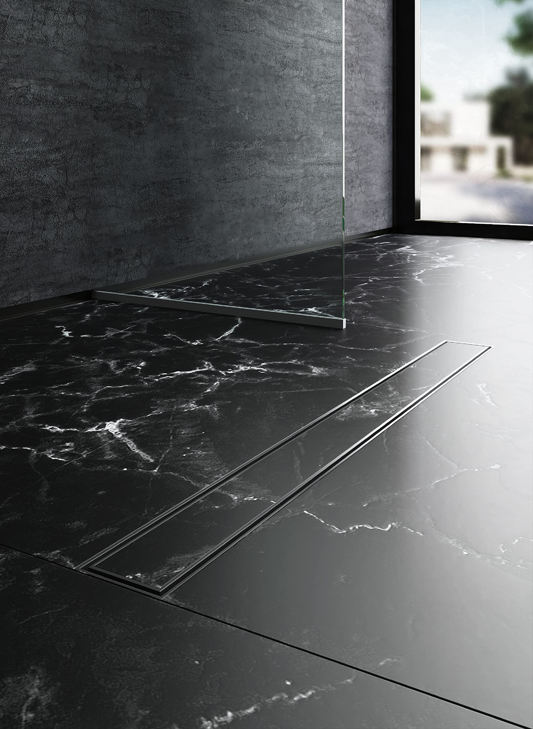Caniveau extra plat pour douche italienne reversible finition inox/ou à carreler longueur 90 centimètres - Avec siphon anti odeur et filtre pour cheveux NOYON & THIEBAULT