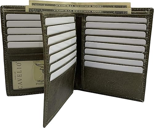 Miniatura 3 de MARSHAL Bifold - Cartera de piel auténtica con bloqueo RFID para hombres, ranuras para tarjetas, 2 compartimentos para billetes, ventanas de