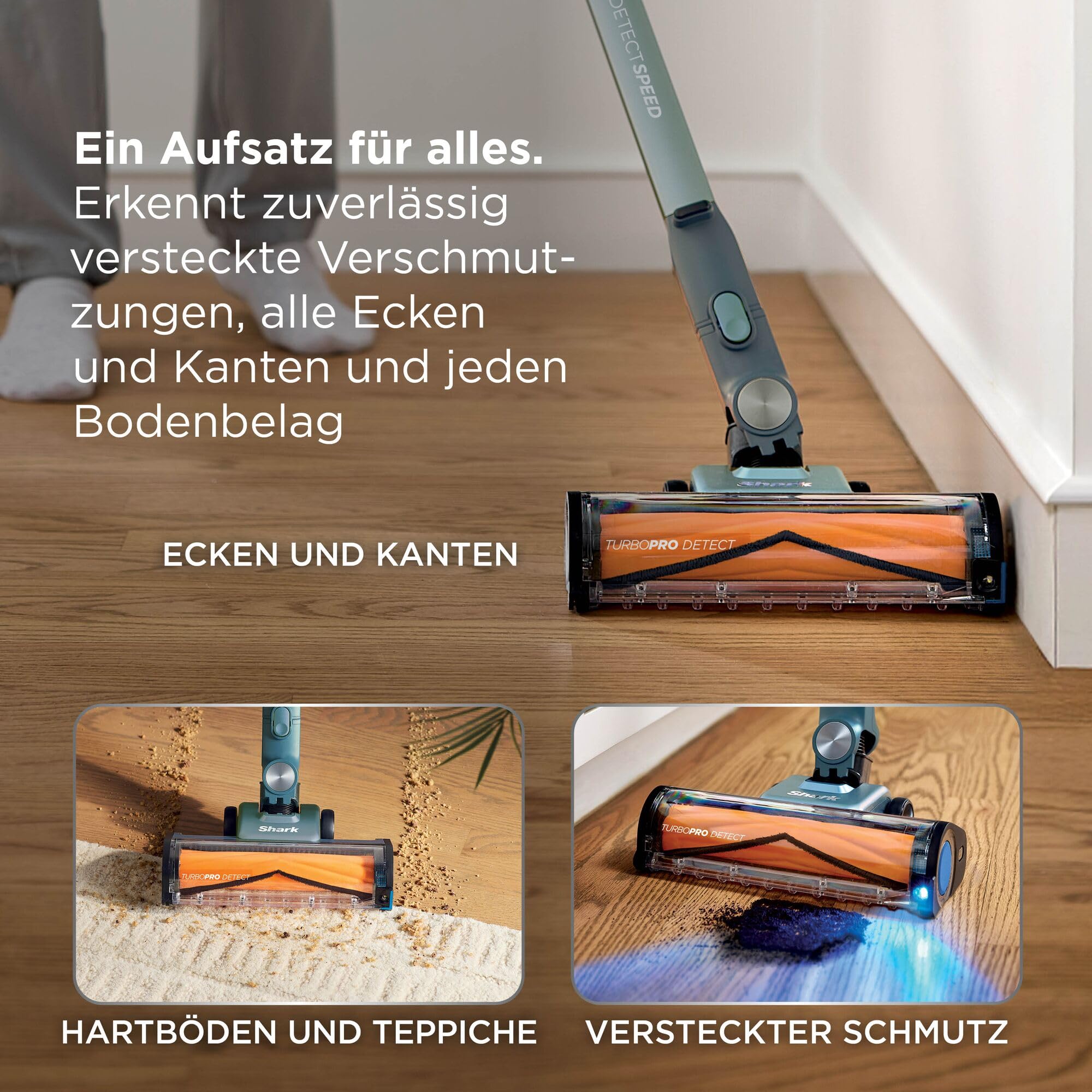 Shark Detect Speed Clean & Empty Pet Pro Akku-Staubsauger, Reverse Clean, bis zu 60 Minuten Laufzeit, inklusive selbstentleerender Ladestation und Tierhaaraufsatz, Salbeigrau IA3243EUT