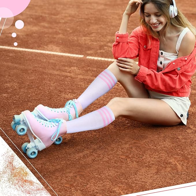 Cute Skate Outfit Ideas: Striped Knee-High Socks