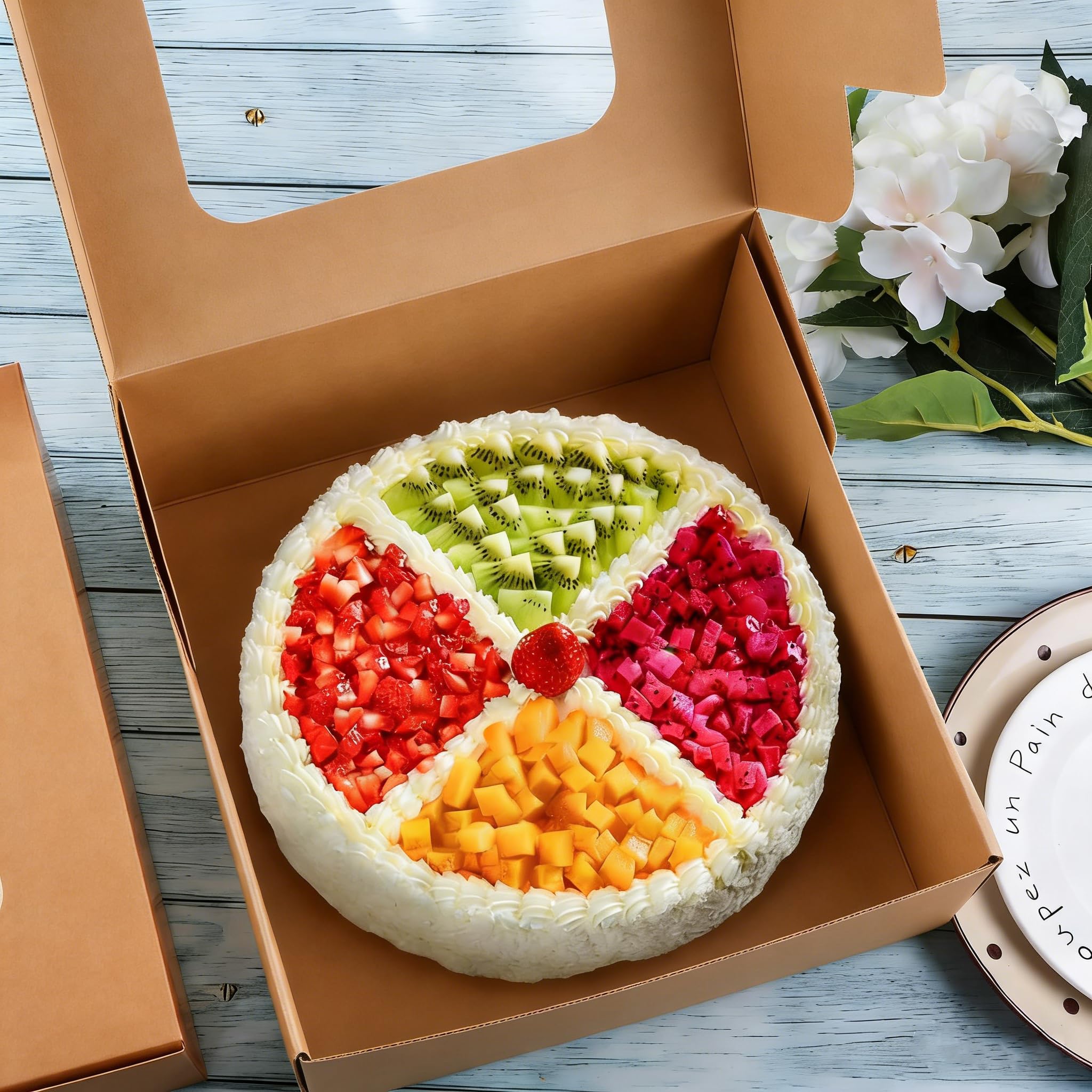 SmilerSmile 24 cajas cuadradas para tartas de 25.4 x 25.4 x 12.7 cm, cajas de pastelería con ventana para pasteles, pasteles, chocolates, galletas, pasteles, fiesta de cumpleaños, boda/10 pulgadas