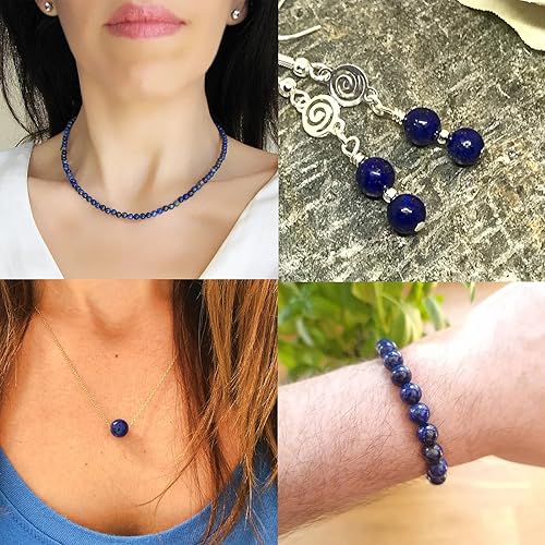 Miniatura 5 de 60 cuentas de piedras preciosas naturales de 0.236 pulgadas (0.236 in), cuentas redondas sueltas para fabricación de joyas con cordón elástico de