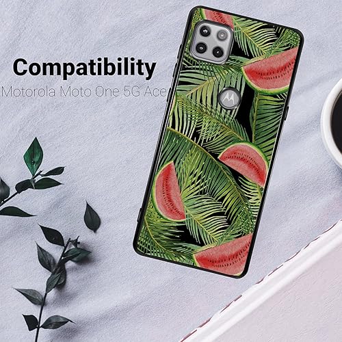 Miniatura 6 de CasesOnDeck Black Case for Motorola Moto One 5G Ace (2021)  Moto One 5G Ace TPU CaseGel Flex TPU Tropical Floral Series - Flexible Ultra Slim Black
