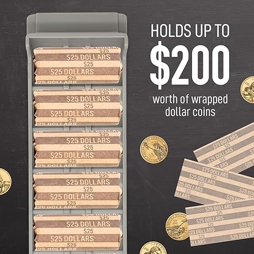 Miniatura 3 de Nadex Bandeja organizadora de almacenamiento de monedas enrollada con crestas para monedas sueltas  Capacidad para hasta 8 rollos ($200) de monedas