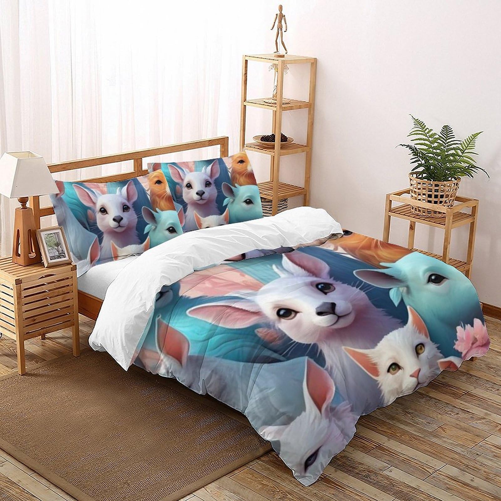 Housse de couette animaux hypoallerg&eacute;nique en microfibre 220x240 cm