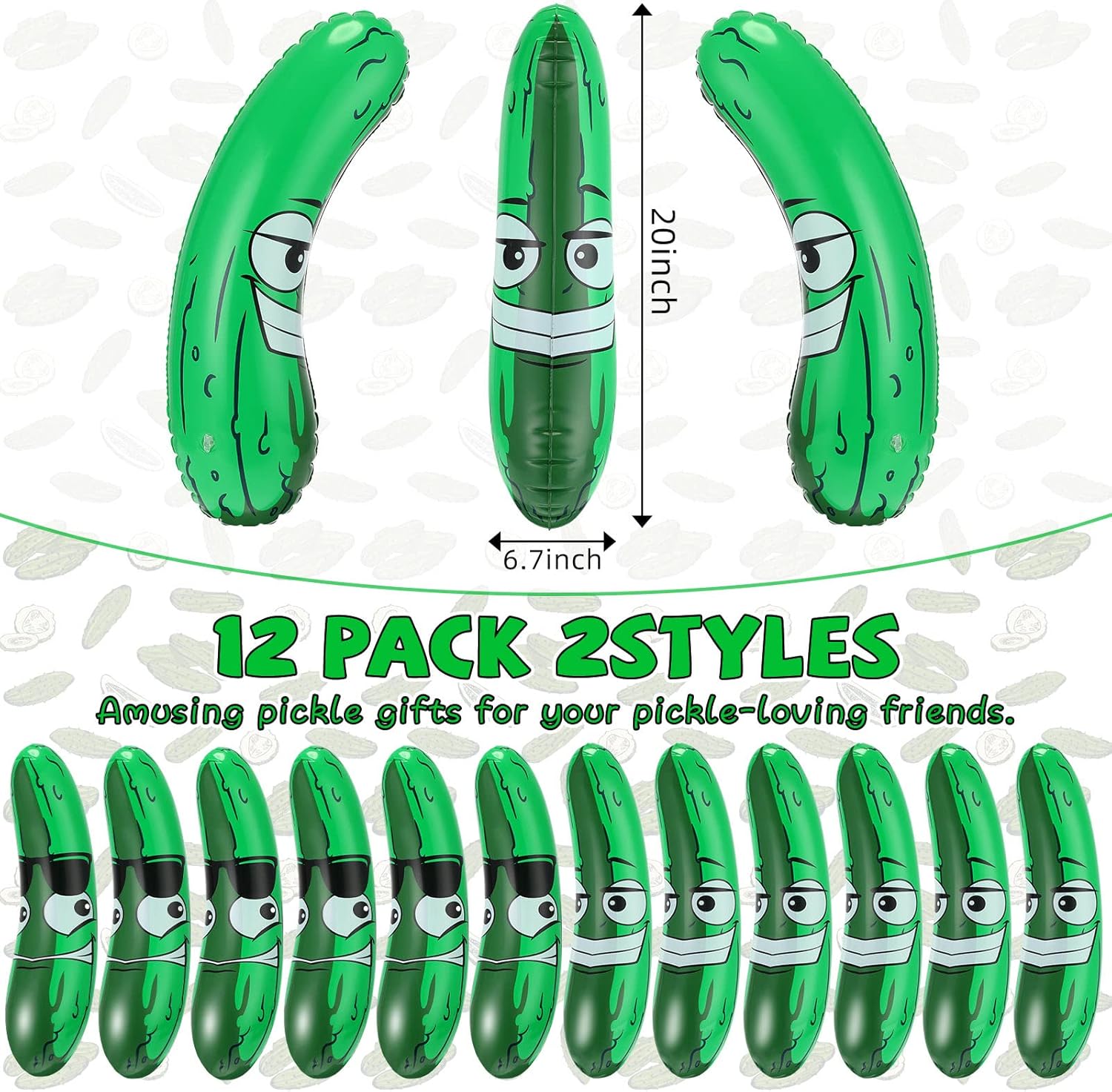 Jexine 20 Inch Inflatable Pickle Cucumber Funny Pool Float Gifts Inflatable Pickle for Summer Swimming Party Favors Decorations Veggies Decor