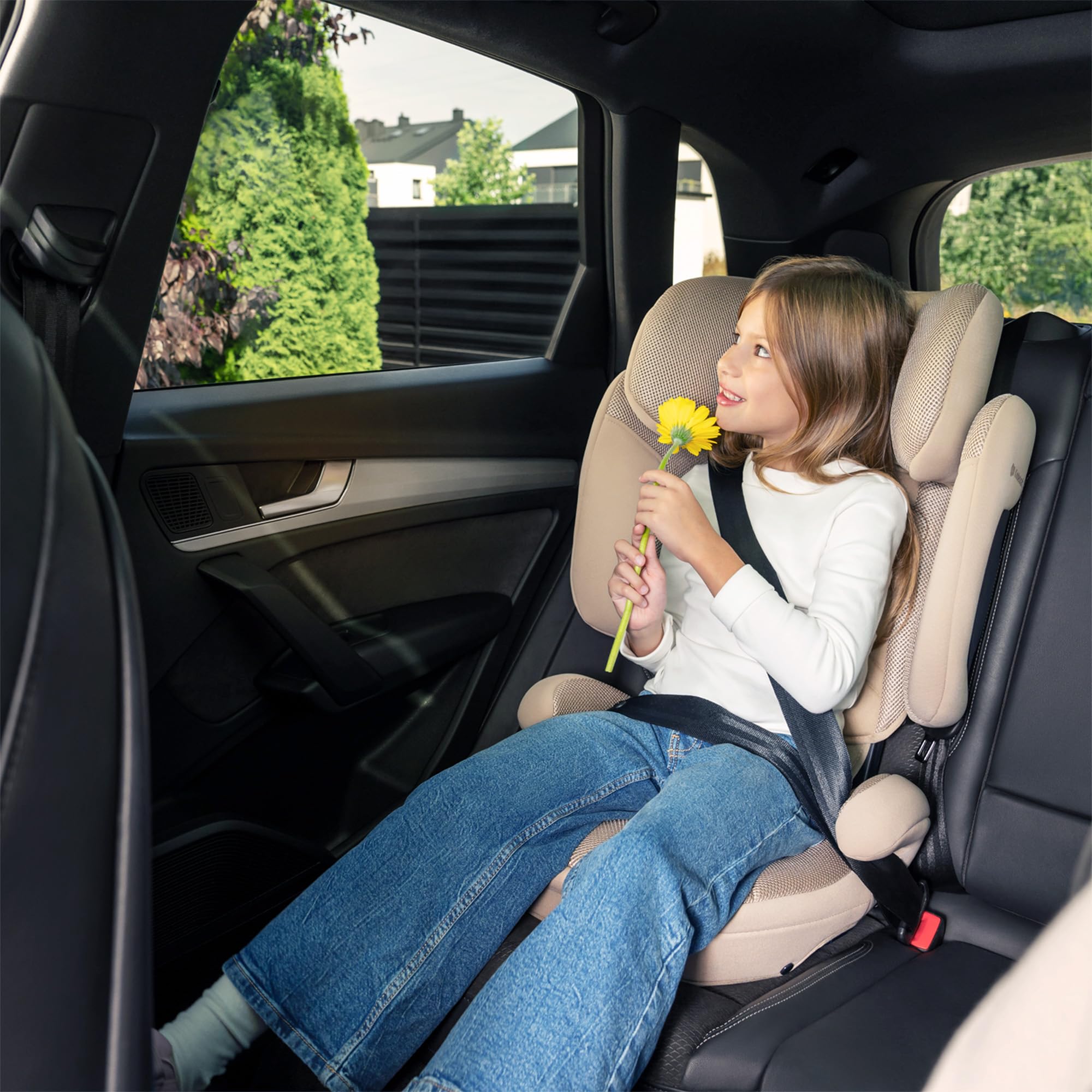 Kinderkraft XPAND 2 PRO i-Size - Asiento infantil (100 – 150 cm, con ISOFIX o cinturón de vehículo, altura y anchura ajustable (DUO EXPAND), H-GUARD+ reposacabezas, protección contra impactos