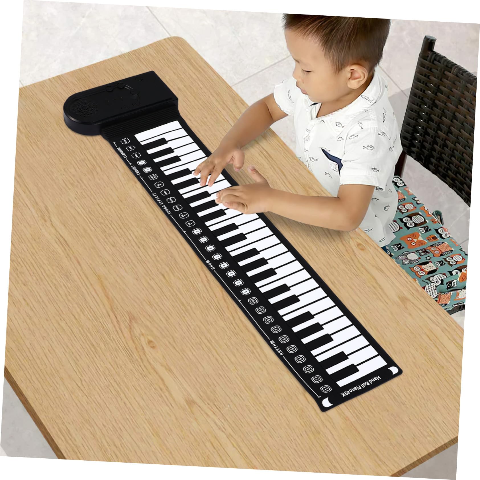 Pianoforte Digitale Portatile Pieghevole 49 Tasti Nero | Tastiera in Silicone Arrotolabile, Altoparlante Integrato, Cavo USB Dc 6v e Alimentazione 3 Pile Aa