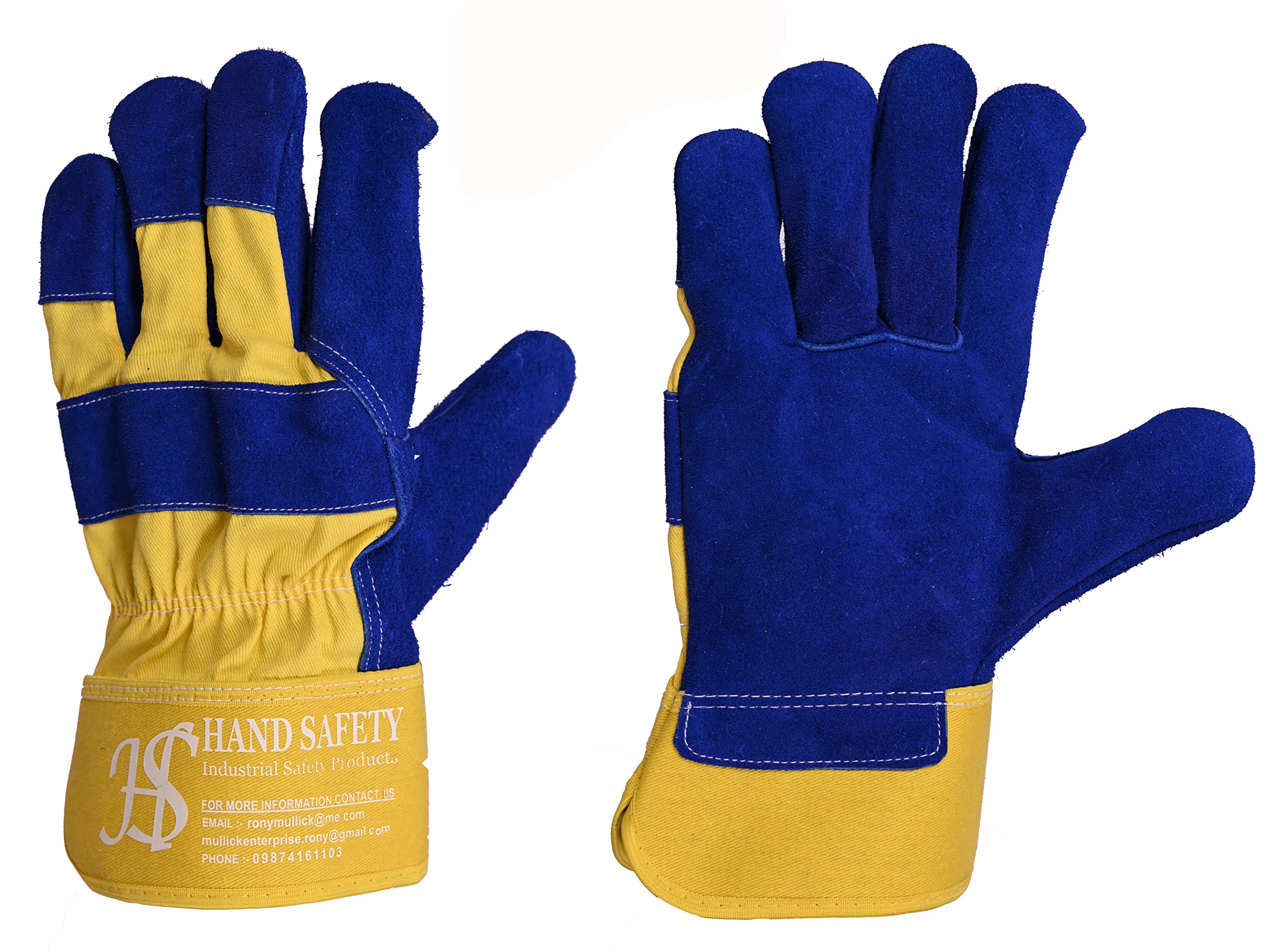 HAND SAFETY Premium Suede Cow Hide Leather & Yellow Cotton Blend Heat & Fire Resistant Working Welder Glove (Large, BLUE) (B09JZGYBB8) Amazon Price History, Amazon Price Tracker
