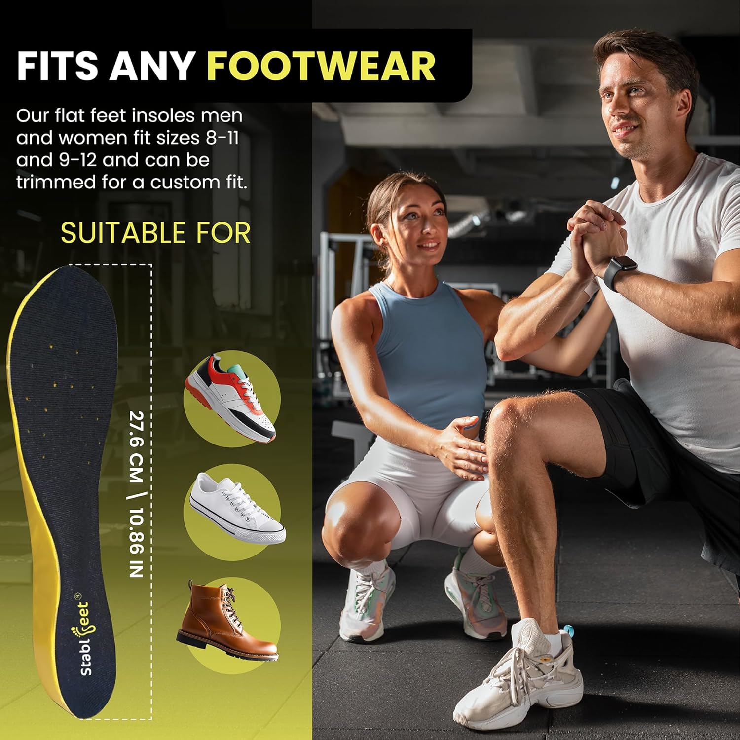 Plantar Fasciitis Insoles, 240 lb Heavy Duty High Arch Support Orthotics Inserts for Men & Women, Shock Absorbing Foot Pain Relief Work Boot Insoles - Image 4