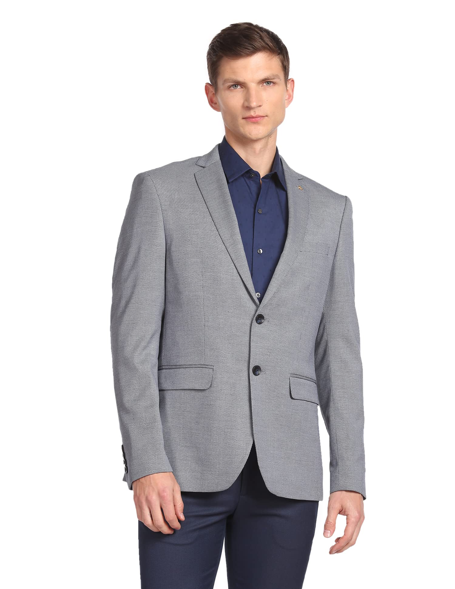 Men's Regular Dobby Single Breasted Blazer-image-31