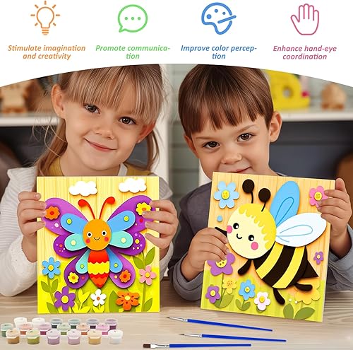 Miniatura 109 de EOBROMD Mrine Life - Paquete de 4 kits de pintura enmarcada por números para niños, kits de bricolaje para niños de 4 a 8 a 12 años, pintura sobre