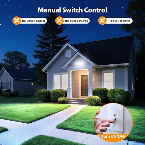 Miniatura 4 de Onforu Luces de inundación de 60 W para exteriores, 4 paquetes de luces de seguridad superbrillantes de 6000 lm, 3 cabezales ajustables, IP65