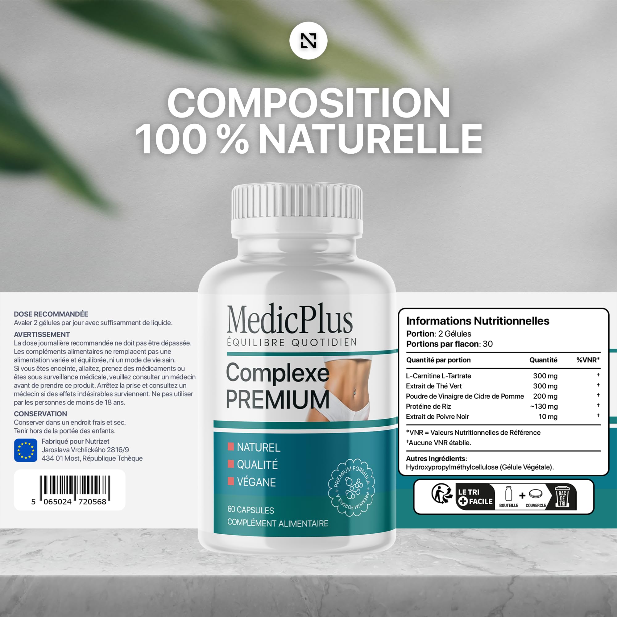 MedicPlus Gélules - Ingrédients Naturels pour Hommes et Femmes - 60 Capsules pour 1 Mois