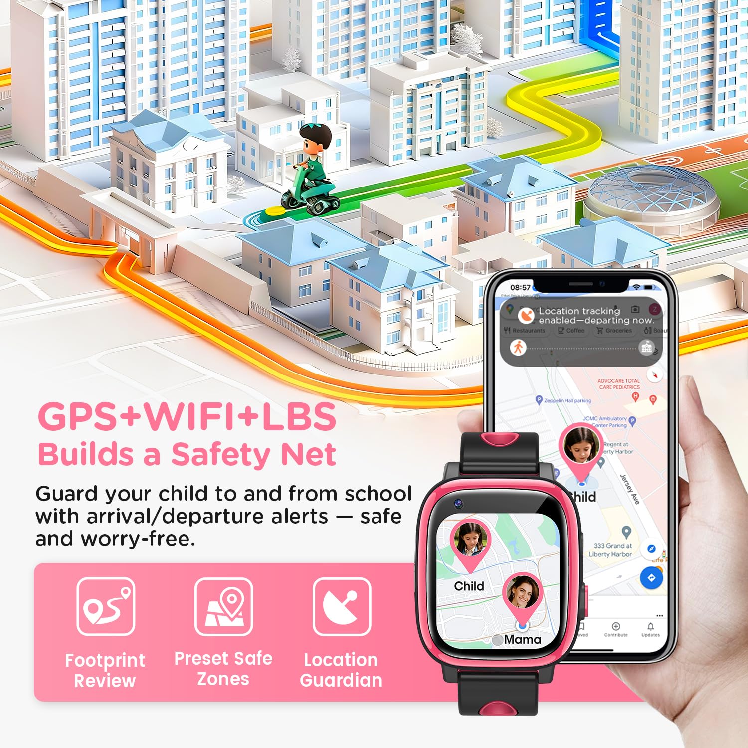 2026 Nuevo 4G Reloj Inteligente Niño con Videollamada & GPS, SOS, Chat de Voz, IP68 Impermeable, Modo Escuela, Podómetro, Despertador, Flashcard, Regalo para Niños y Niñas de 4 a 15 Años Rojo