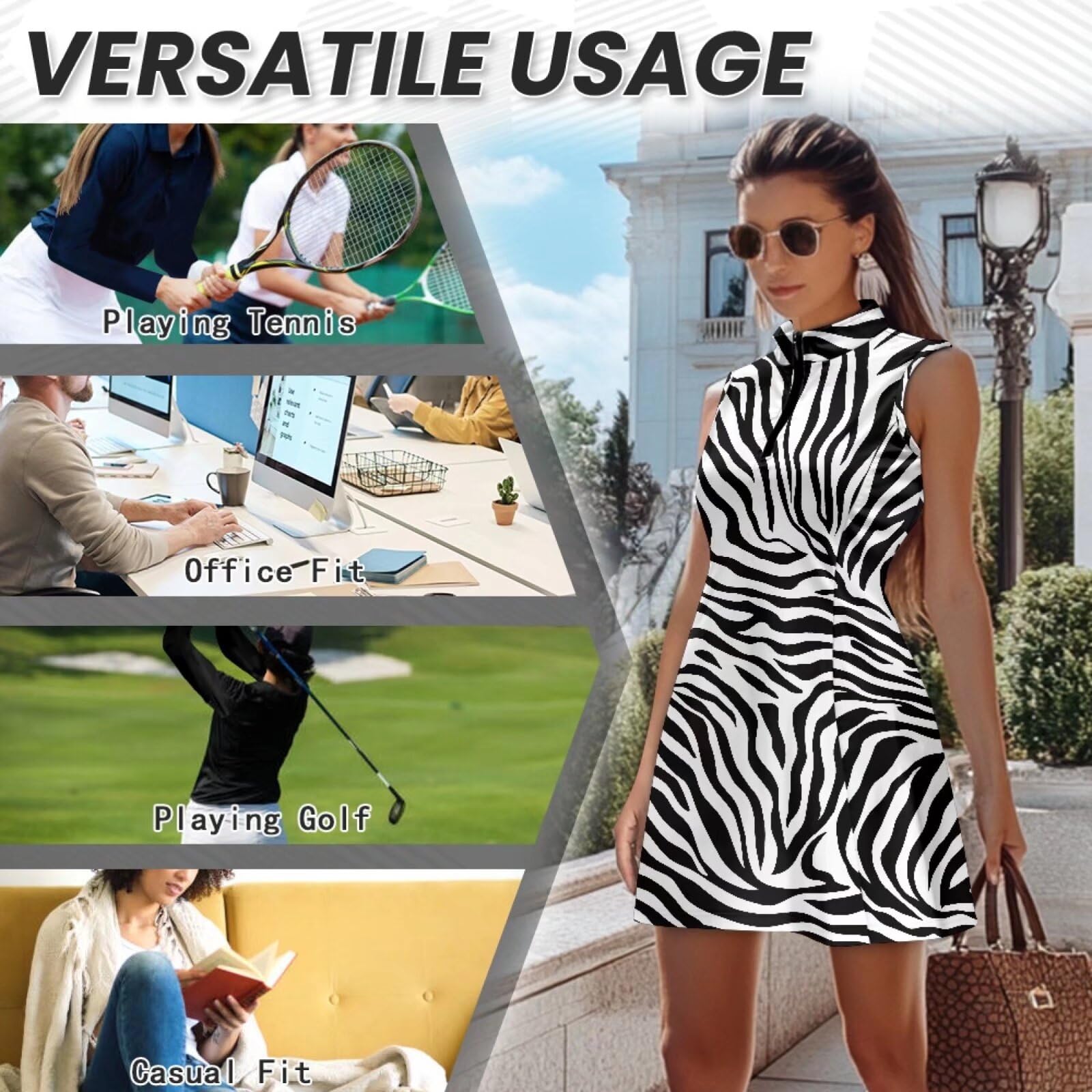 Robe de golf plissée sans manches avec poches courtes, robe athlétique fluide, XS-2XL