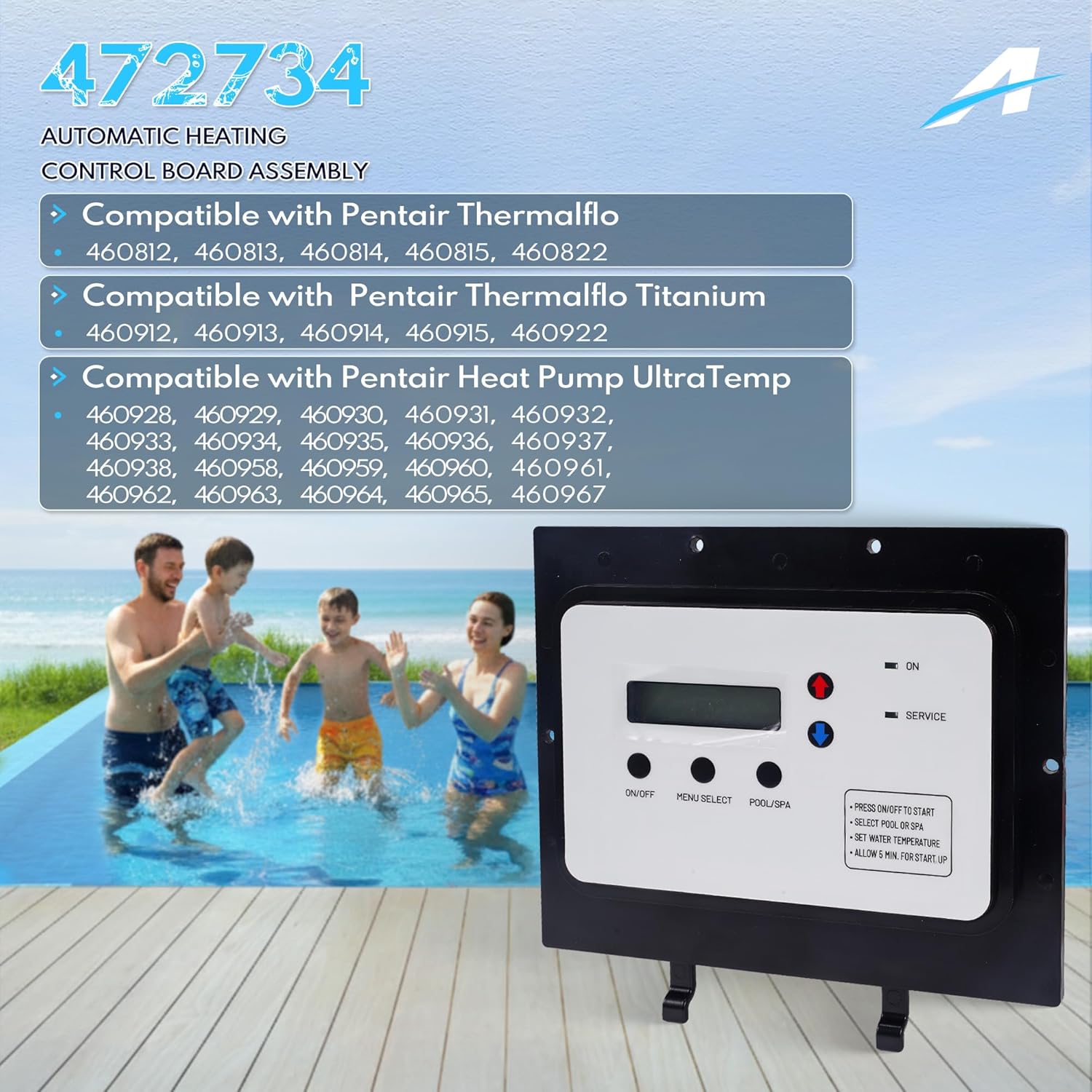 Auto Heat Control Board Assembly Replacement for Pentair UltraTemp ThermalFlo Pool and Spa Heat Pump Replace# 472734