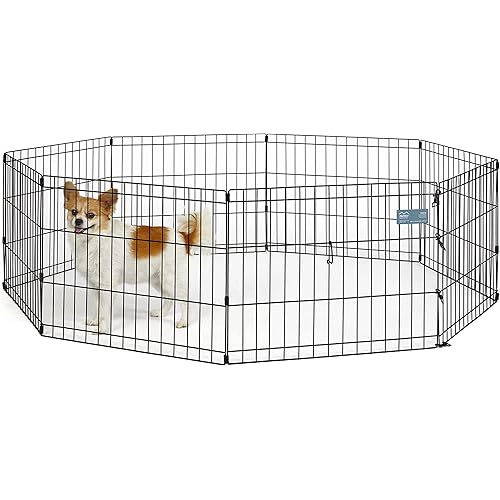 MidWest Homes for Pets 18-Inch Exercise Pen, for Indoor and Outdoor use, 16 Sq Feet of Play, Folding Dog Pen, No Door Design for Maximum Security, Easy to Set Up, Foldable Dog Playpen