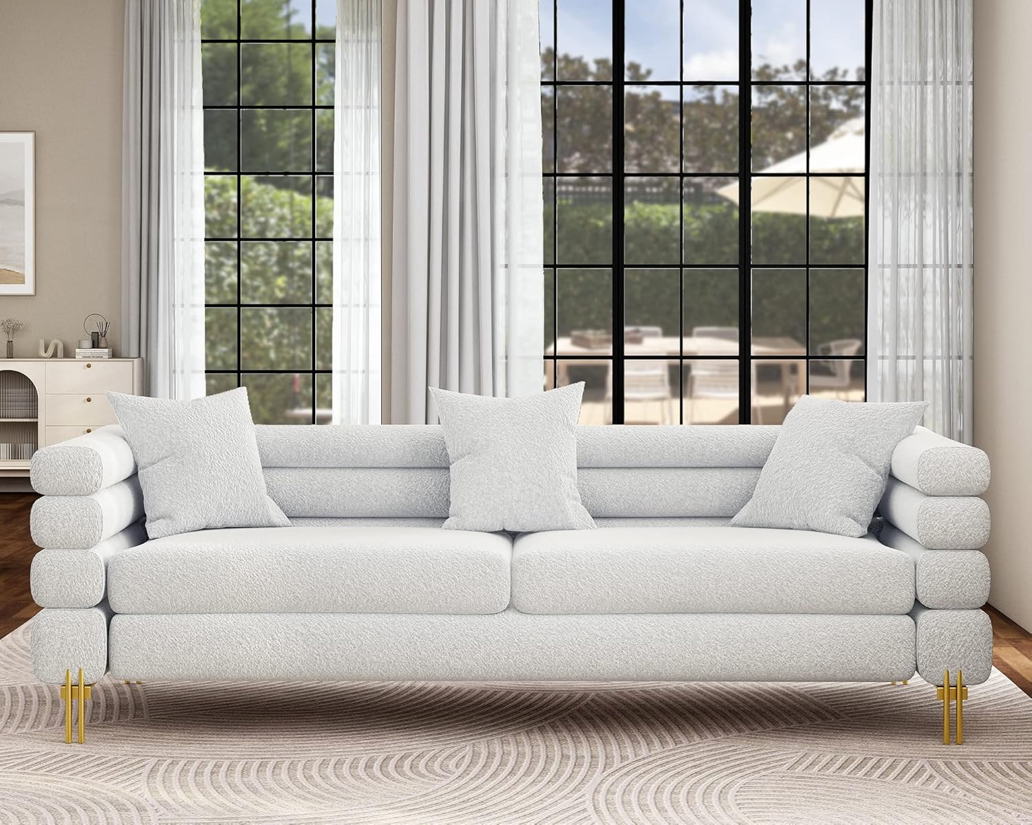 Merluxy Sofa, Bouclé Sofa Couch, 3 Seater Sofa York Sofa Living Room 85in Wide