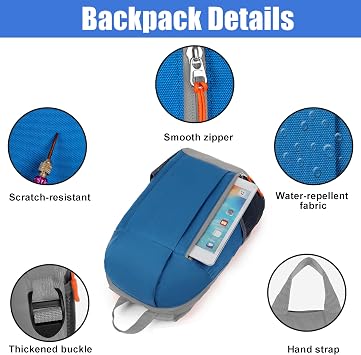 Small Hiking Backpack - 10L Lightweight Compact Daypack for Outdoor Travel, Camping, Cycling & Climbing, with Chest Strap for Women, Men & Teenagers (Deep Blue)