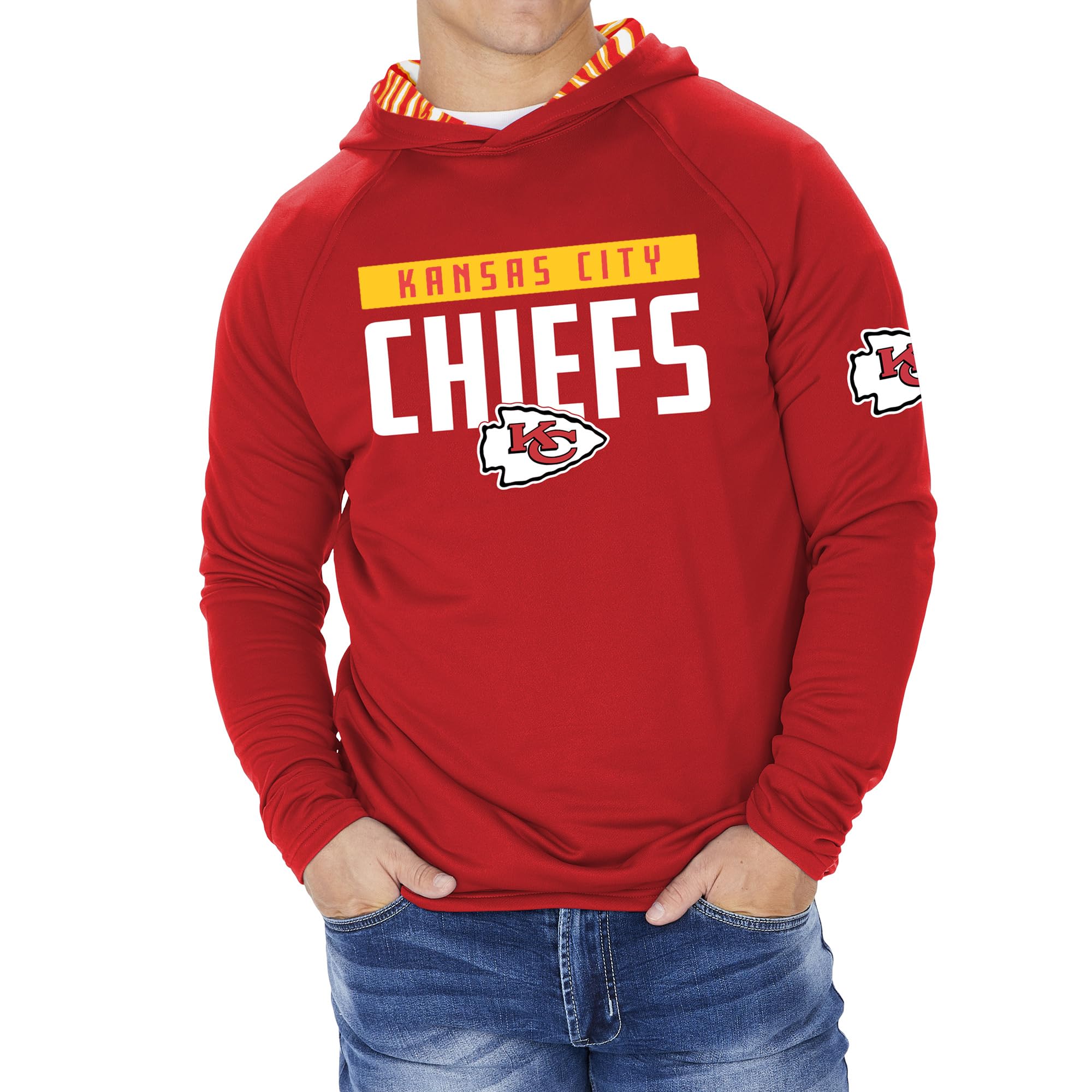 Zubaz NFL Football Men's Solid Team Hoodie with Camo Lined Hood and Sleeve Graphic — view 95