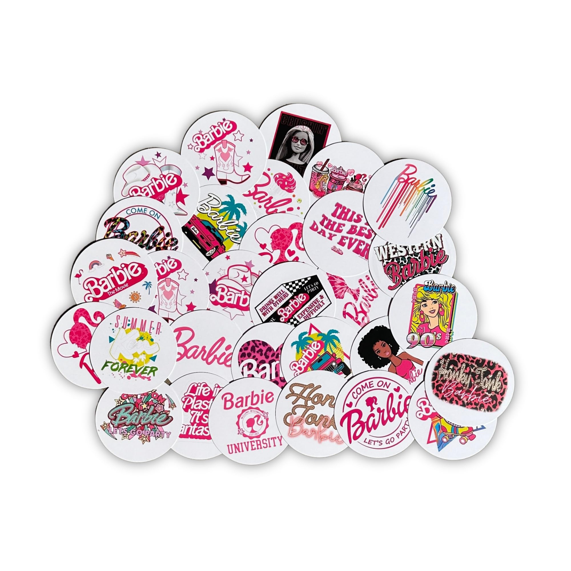 Pink Fashion Doll Freshie Cardstock Cutout Rounds | 30 pk 2” inch arbie Silicone Mold Girly Western Drop Can Let’s Go Party Girl