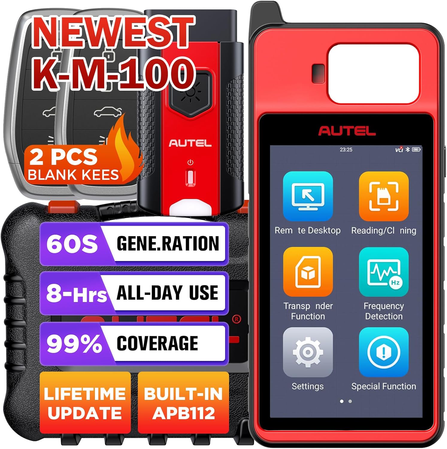 Autel MaxiIM K-M100E Built-in APB112 ($259 Worth) 2025 OBD Learning for 700+ Vehicles (95% Covered) 60s Kee Gen*rati0n Lifetime F.Ree Update Auto VIN & Scan Enhanced IM508