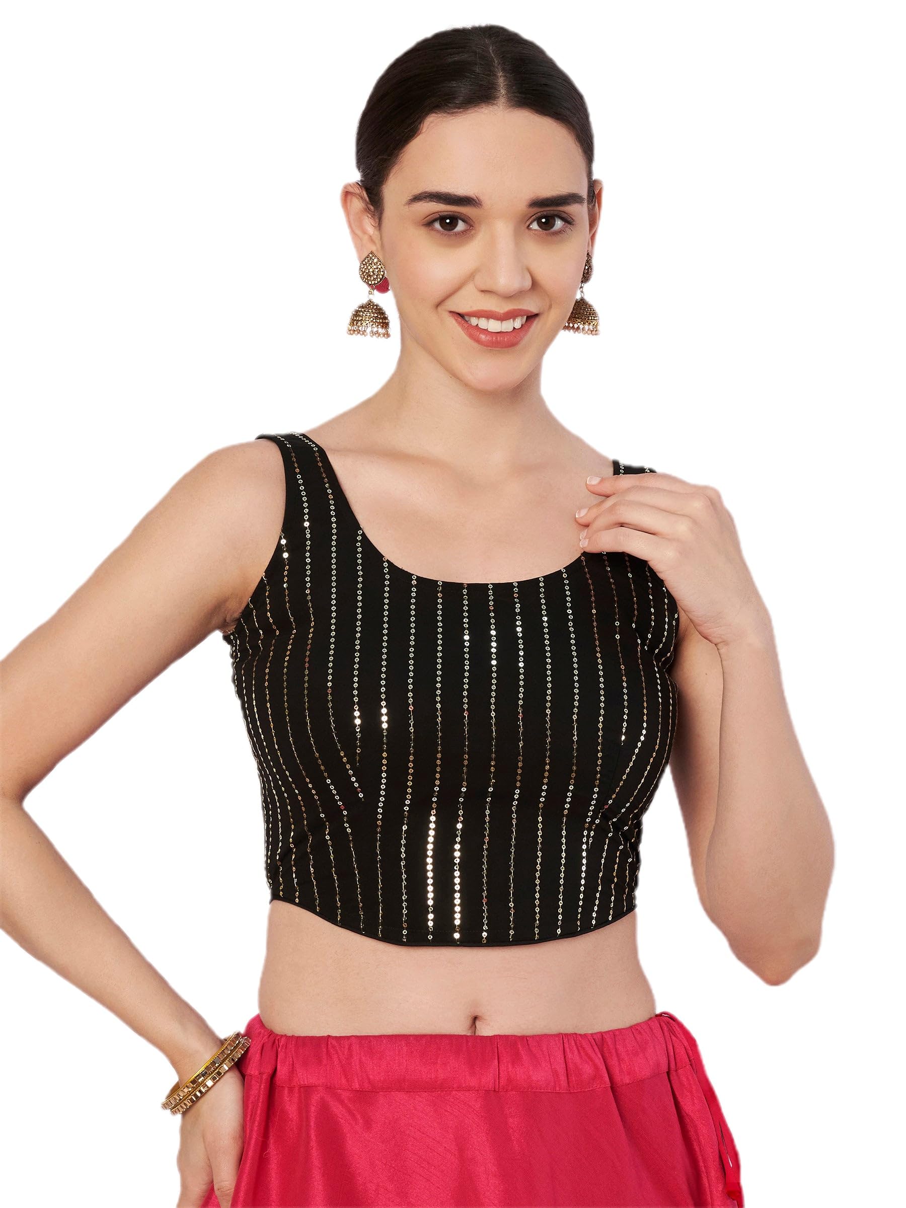 studio rasa Women's Silk Blend Striped Readymade Corset Crop Top for Festive Party Wedding-picture-37
