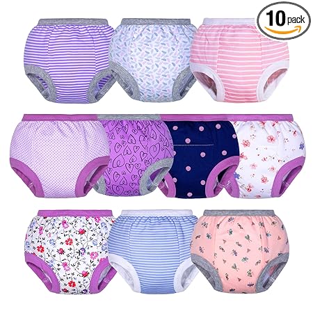 BIG ELEPHANT Toddler Potty Training Pants- 100% Cotton Unisex Baby Pee Underpants 10-Pack, 12M-4T